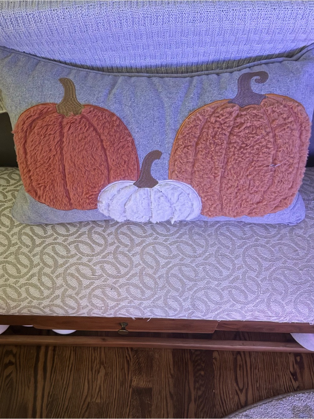 Autumn Pumpkin Accent Pillow - Orange & White Decorative Throw
